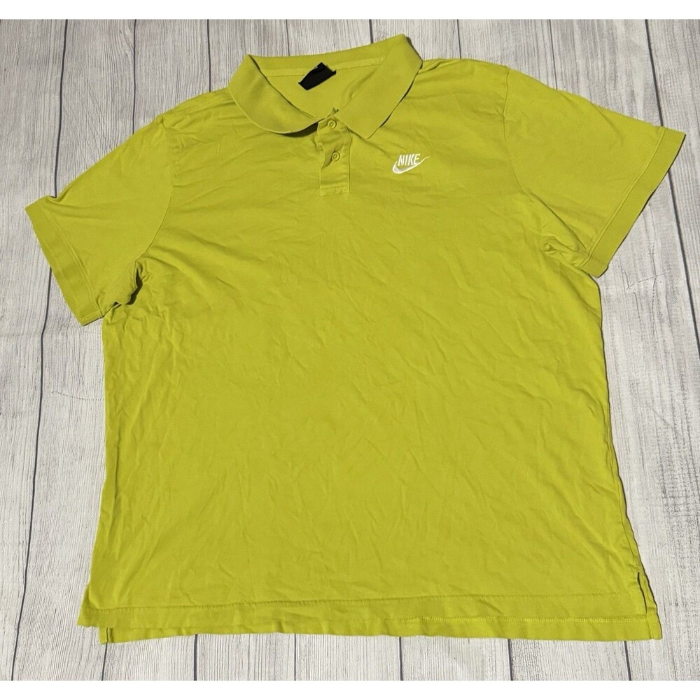 Nike Sportswear Men's Size XXL Lime Green Short Sleeve Matchup Polo Shirt 2XL